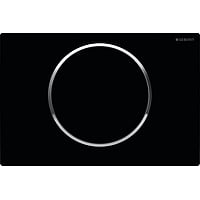 Geberit Sigma10 bedieningspaneel, plaat zwart, knoppen zwart, randen glans-chroom