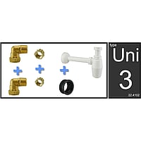 Sub Uni-3 aansluitset fontein/wastafel met PVC sifon, wit