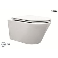 Wiesbaden Vesta rimless complete hangend toiletset diepspoel met Flatline 2.0-zitting, wit