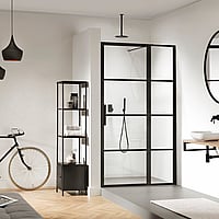 Sealskin Soho 2-delige deur rechter versie voor nis of zijwand 120x210 cm, zwart-helder glas