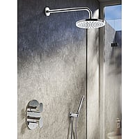 Hotbath Get Together doucheset met 2-weg-omstel met 3 standen-handdouche, 15 cm plafondbuis, 25 cm hoofddouche, glijstang, geborsteld nikkel