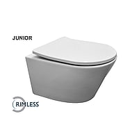Sub Vesta-Junior rimless hangend toilet met Shade zitting, wit
