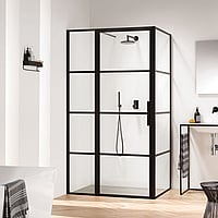 Sealskin Soho zijwand voor combinatie met een draaideur 80x210 cm, zwart-helder glas