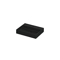 INK United wastafel porselein met 1 kraangat, inclusief porseleinen click plug en verborgen overloop systeem 60x45x11cm, mat zwart