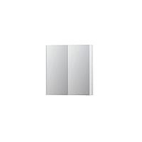 INK SPK2 spiegelkast met 2 dubbelzijdige spiegeldeuren, 2 verstelbare glazen planchetten, stopcontact en schakelaar 70 x 14 x 73 cm, mat wit