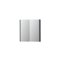 INK SPK2 spiegelkast met 2 dubbelzijdige spiegeldeuren, 2 verstelbare glazen planchetten, stopcontact en schakelaar 70 x 14 x 73 cm, mat grijs