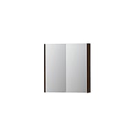 INK SPK2 spiegelkast met 2 dubbelzijdige spiegeldeuren, 2 verstelbare glazen planchetten, stopcontact en schakelaar 70 x 14 x 73 cm, koper eiken