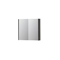 INK SPK2 spiegelkast met 2 dubbelzijdige spiegeldeuren, 2 verstelbare glazen planchetten, stopcontact en schakelaar 80 x 14 x 73 cm, oer grijs