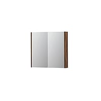 INK SPK2 spiegelkast met 2 dubbelzijdige spiegeldeuren, 2 verstelbare glazen planchetten, stopcontact en schakelaar 80 x 14 x 73 cm, noten