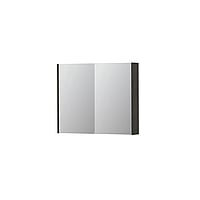 INK SPK2 spiegelkast met 2 dubbelzijdige spiegeldeuren, 2 verstelbare glazen planchetten, stopcontact en schakelaar 90 x 14 x 73 cm, gerookt eiken