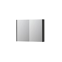 INK SPK2 spiegelkast met 2 dubbelzijdige spiegeldeuren, 4 verstelbare glazen planchetten, stopcontact en schakelaar 100 x 14 x 73 cm, hoogglans antraciet