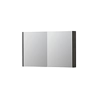 INK SPK2 spiegelkast met 2 dubbelzijdige spiegeldeuren, 4 verstelbare glazen planchetten, stopcontact en schakelaar 120 x 14 x 73 cm, gerookt eiken