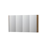INK SPK2 spiegelkast met 4 dubbelzijdige spiegeldeuren, 4 verstelbare glazen planchetten, stopcontact en schakelaar 140 x 14 x 73 cm, massief eiken aqua