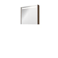 Proline Premium spiegelkast met spiegels aan binnen- en buitenzijde, geïntegreerde LED-verlichting en 2 deuren 80 x 60 x 14 cm, cabana oak