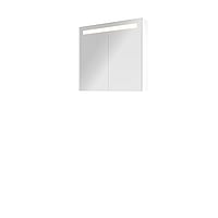 Proline Premium spiegelkast met spiegels aan binnen- en buitenzijde, geïntegreerde LED-verlichting en 2 deuren 80 x 60 x 14 cm, glans wit
