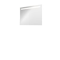 Proline Premium spiegelkast met spiegels aan binnen- en buitenzijde, geïntegreerde LED-verlichting en 2 deuren 100 x 60 x 14 cm, mat wit