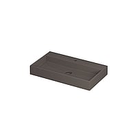 INK United wastafel porselein zonder kraangat inclusief porseleinen click plug en verborgen overloop systeem 80x45x11cm, mat zwart