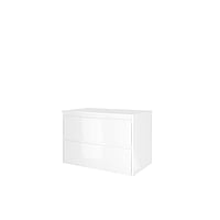 Proline polystone Elegant badmeubelset met wastafelonderkast met 2 lades en polystone wastafel met 1 kraangat 80 x 54,5 x 46 cm, glanzend wit / glanzend wit