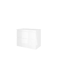 Proline Top wastafelonderkast met 2 laden asymmetrisch en afdekplaat 80 x 46 x 60 cm, glans wit