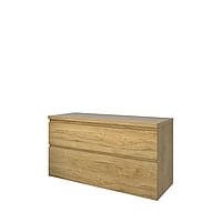 Proline Top wastafelonderkast met 2 laden asymmetrisch en afdekplaat 120 x 46 x 60 cm, ideal oak