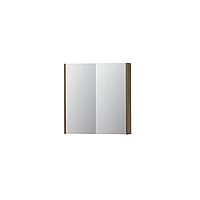 INK SPK2 spiegelkast met 2 dubbelzijdige spiegeldeuren, 2 verstelbare glazen planchetten, stopcontact en schakelaar 70 x 14 x 73 cm, zuiver eiken