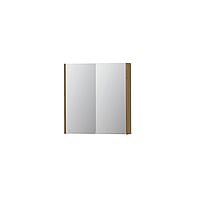 INK SPK2 spiegelkast met 2 dubbelzijdige spiegeldeuren, 2 verstelbare glazen planchetten, stopcontact en schakelaar 70 x 14 x 73 cm, fineer natur