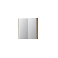 INK SPK2 spiegelkast met 2 dubbelzijdige spiegeldeuren, 2 verstelbare glazen planchetten, stopcontact en schakelaar 70 x 14 x 73 cm, fineer ash grey