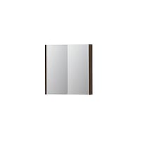 INK SPK2 spiegelkast met 2 dubbelzijdige spiegeldeuren, 2 verstelbare glazen planchetten, stopcontact en schakelaar 70 x 14 x 73 cm, fineer chocolate