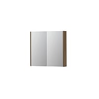 INK SPK2 spiegelkast met 2 dubbelzijdige spiegeldeuren, 2 verstelbare glazen planchetten, stopcontact en schakelaar 80 x 14 x 73 cm, zuiver eiken