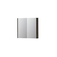 INK SPK2 spiegelkast met 2 dubbelzijdige spiegeldeuren, 2 verstelbare glazen planchetten, stopcontact en schakelaar 80 x 14 x 73 cm, fineer charcoal
