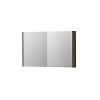 INK SPK2 spiegelkast met 2 dubbelzijdige spiegeldeuren, 4 verstelbare glazen planchetten, stopcontact en schakelaar 120 x 14 x 73 cm, fineer charcoal