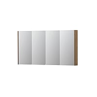 INK SPK2 spiegelkast met 4 dubbelzijdige spiegeldeuren, 4 verstelbare glazen planchetten, stopcontact en schakelaar 140 x 14 x 73 cm, fineer ash grey