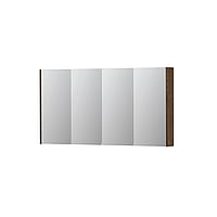 INK SPK2 spiegelkast met 4 dubbelzijdige spiegeldeuren, 4 verstelbare glazen planchetten, stopcontact en schakelaar 140 x 14 x 73 cm, massief eiken chocolate