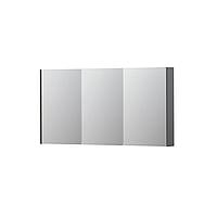 INK SPK2 spiegelkast met 3 dubbelzijdige spiegeldeuren, 6 verstelbare glazen planchetten, stopcontact en schakelaar 140 x 14 x 73 cm, mat grijs