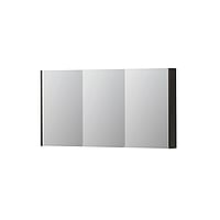 INK SPK2 spiegelkast met 3 dubbelzijdige spiegeldeuren, 6 verstelbare glazen planchetten, stopcontact en schakelaar 140 x 14 x 73 cm, intens eiken