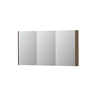 INK SPK2 spiegelkast met 3 dubbelzijdige spiegeldeuren, 6 verstelbare glazen planchetten, stopcontact en schakelaar 180 x 14 x 73 cm, zuiver eiken