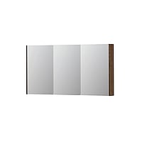 INK SPK2 spiegelkast met 3 dubbelzijdige spiegeldeuren, 6 verstelbare glazen planchetten, stopcontact en schakelaar 140 x 14 x 73 cm, massief eiken chocolate