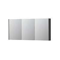 INK SPK2 spiegelkast met 3 dubbelzijdige spiegeldeuren, 6 verstelbare glazen planchetten, stopcontact en schakelaar 160 x 14 x 73 cm, hoogglans antraciet