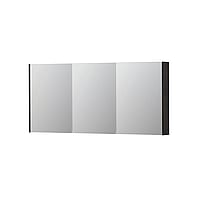 INK SPK2 spiegelkast met 3 dubbelzijdige spiegeldeuren, 6 verstelbare glazen planchetten, stopcontact en schakelaar 160 x 14 x 73 cm, houtskool eiken