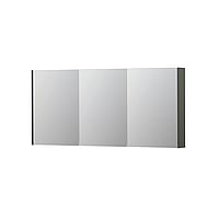 INK SPK2 spiegelkast met 3 dubbelzijdige spiegeldeuren, 6 verstelbare glazen planchetten, stopcontact en schakelaar 160 x 14 x 73 cm, mat beton groen