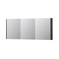 INK SPK2 spiegelkast met 3 dubbelzijdige spiegeldeuren, 6 verstelbare glazen planchetten, stopcontact en schakelaar 180 x 14 x 73 cm, mat antraciet