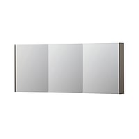 INK SPK2 spiegelkast met 3 dubbelzijdige spiegeldeuren, 6 verstelbare glazen planchetten, stopcontact en schakelaar 180 x 14 x 73 cm, mat taupe