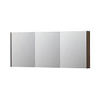 INK SPK2 spiegelkast met 3 dubbelzijdige spiegeldeuren, 6 verstelbare glazen planchetten, stopcontact en schakelaar 180 x 14 x 73 cm, fineer chocolate