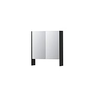 INK SPK3 spiegelkast met 2 dubbel gespiegelde deuren, open planchet, stopcontact en schakelaar 70 x 14 x 74 cm, mat zwart