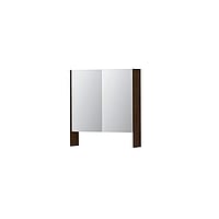 INK SPK3 spiegelkast met 2 dubbel gespiegelde deuren, open planchet, stopcontact en schakelaar 70 x 14 x 74 cm, koper eiken