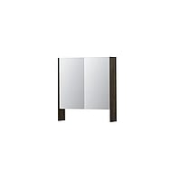INK SPK3 spiegelkast met 2 dubbel gespiegelde deuren, open planchet, stopcontact en schakelaar 70 x 14 x 74 cm, fineer charcoal
