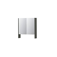 INK SPK3 spiegelkast met 2 dubbel gespiegelde deuren, open planchet, stopcontact en schakelaar 70 x 14 x 74 cm, mat beton groen