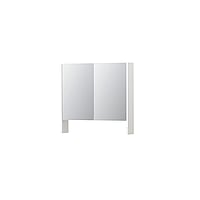 INK SPK3 spiegelkast met 2 dubbel gespiegelde deuren, open planchet, stopcontact en schakelaar 80 x 14 x 74 cm, hoogglans wit