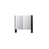 INK SPK3 spiegelkast met 2 dubbel gespiegelde deuren, open planchet, stopcontact en schakelaar 80 x 14 x 74 cm, intens eiken