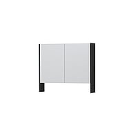 INK SPK3 spiegelkast met 2 dubbel gespiegelde deuren, open planchet, stopcontact en schakelaar 90 x 14 x 74 cm, mat zwart